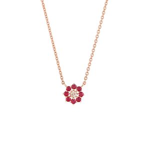 Gargantilha de Flor em Ouro Rosé, Diamante e Topázio com 40 cm