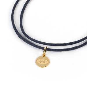 Pulseira de Grau em Couro e Ouro com 50 cm