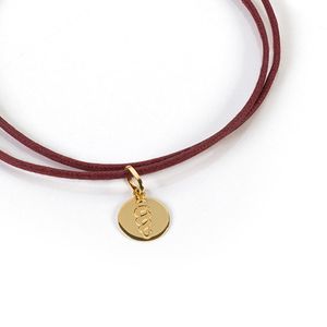 Pulseira de Grau em Couro e Ouro com 50 cm