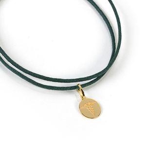 Pulseira de Grau em Couro e Ouro com 50 cm