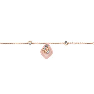 Pulseira em Ouro Rosé, Diamante e Quartzo com 16 cm