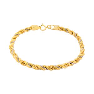 Pulseira de Corda em Ouro, Ouro Branco e Ouro Rosé com 18 cm