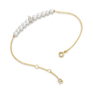 Pulseira em Ouro, Diamante e Pérola com 17 cm