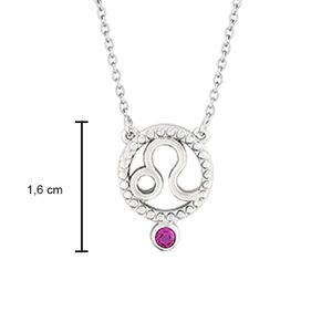 Gargantilha de Signo de Leão em Prata e Zircônia com 45 cm