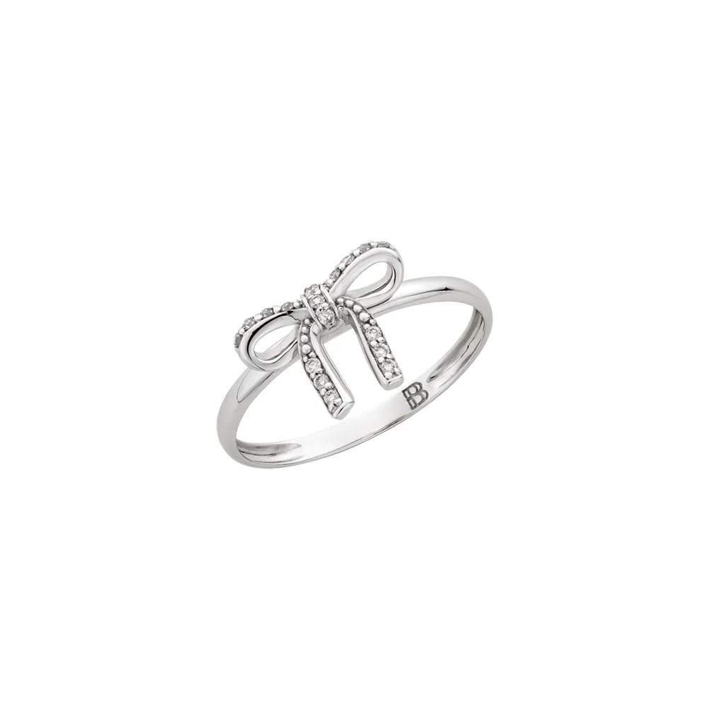 Anel de Laço em Ouro Branco e Diamante