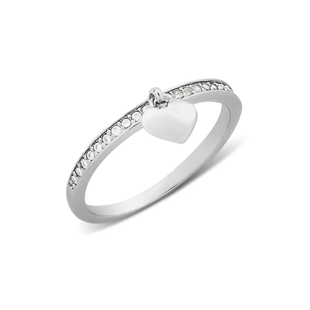 Anel de Coração em Prata e Zircônia