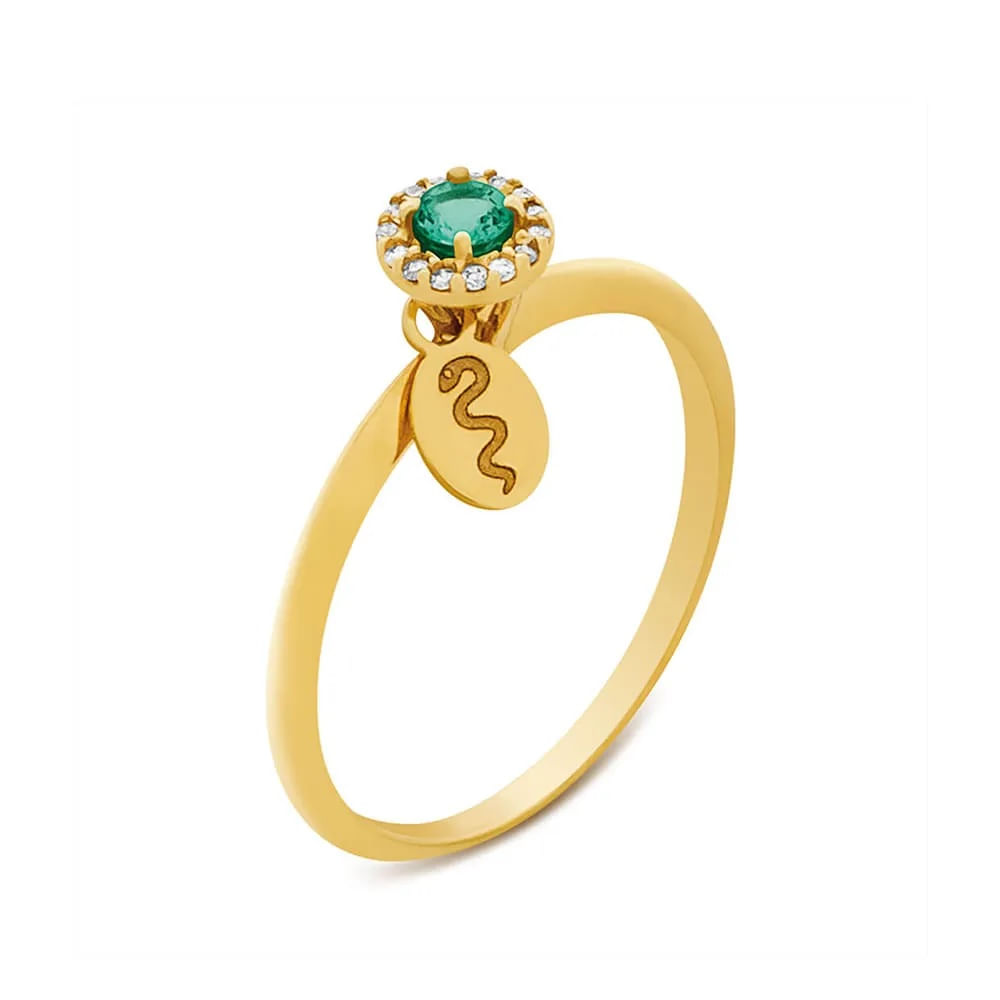 Anel de Grau em Ouro, Diamante e Esmeralda