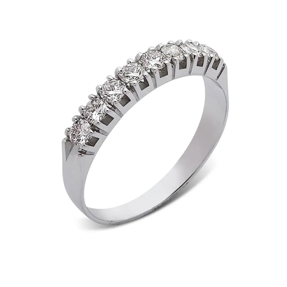 Anel Aliança em Ouro Branco e Diamantes 56 pontos