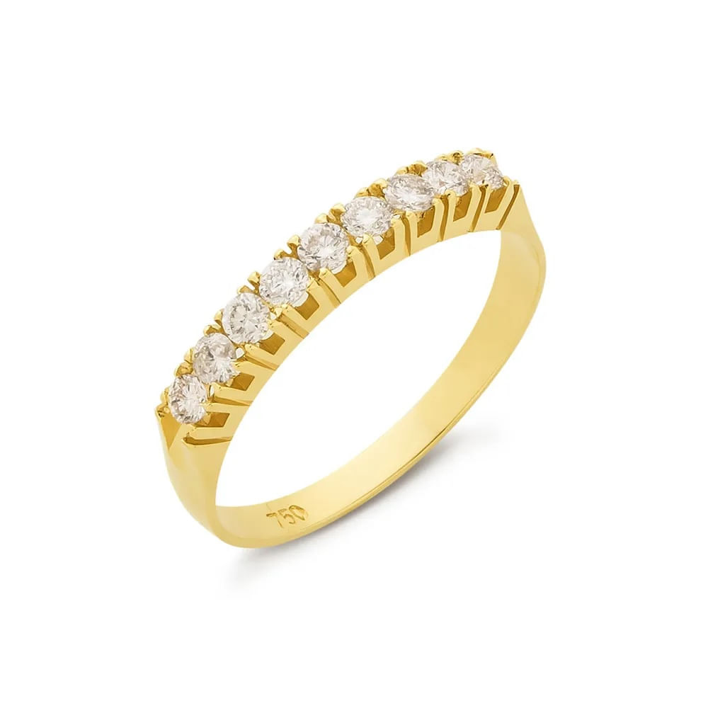 Anel Aliança em Ouro e Diamantes 36 pontos
