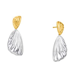 Brincos em Ouro Amarelo 18k e Prata 925 Modelo Concha