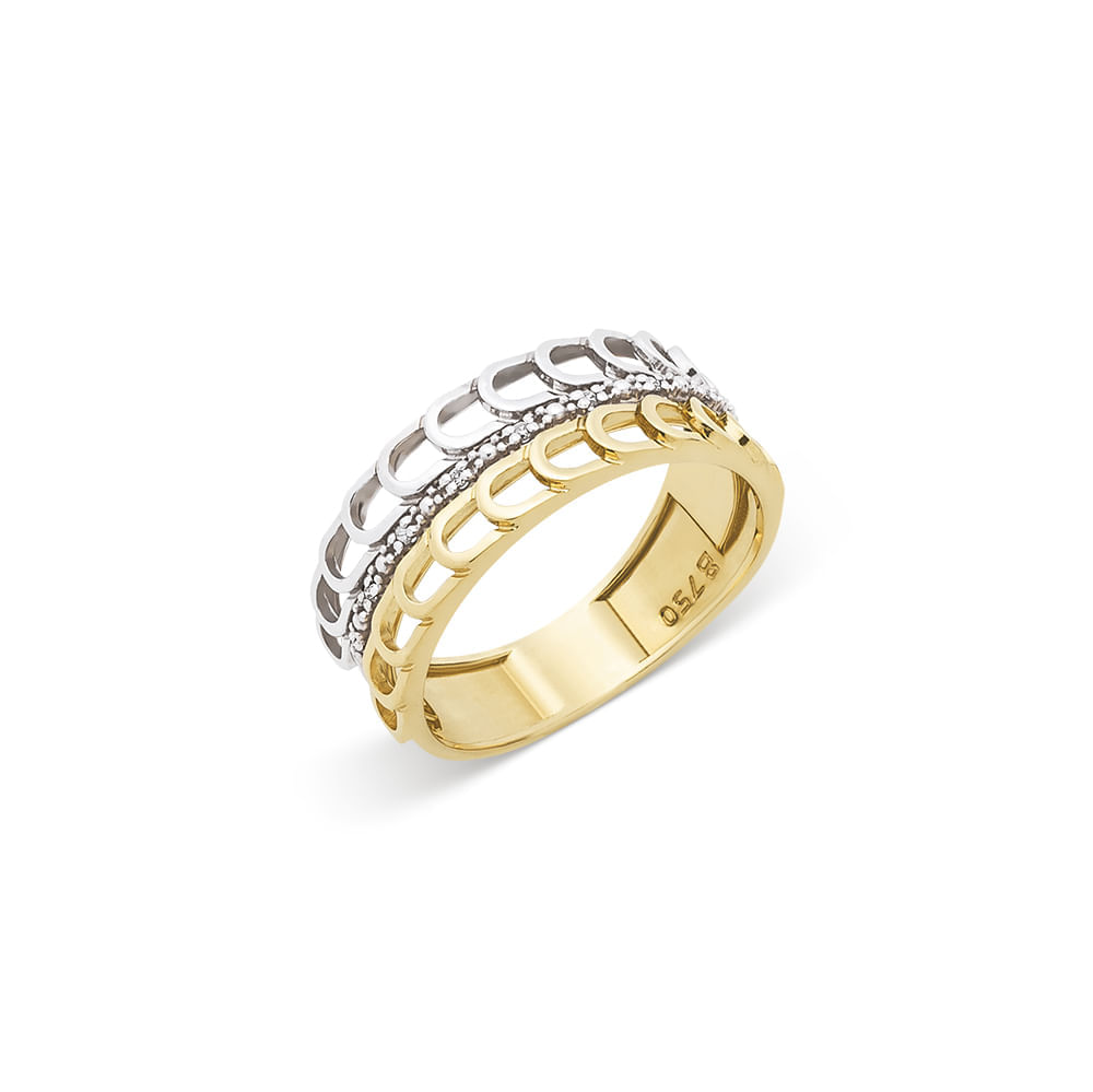 Anel em Ouro, Ouro Branco e Diamante