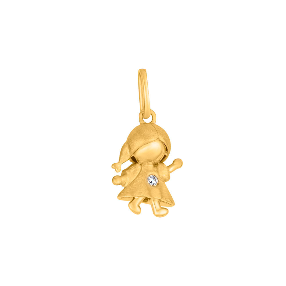 Pingente em Ouro 18k com Diamante - Menina