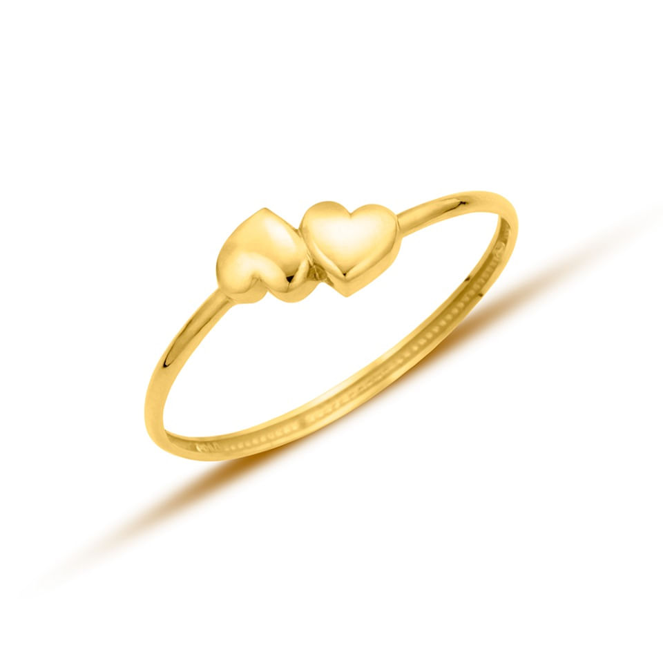 Anel Corações em Ouro Amarelo 18k