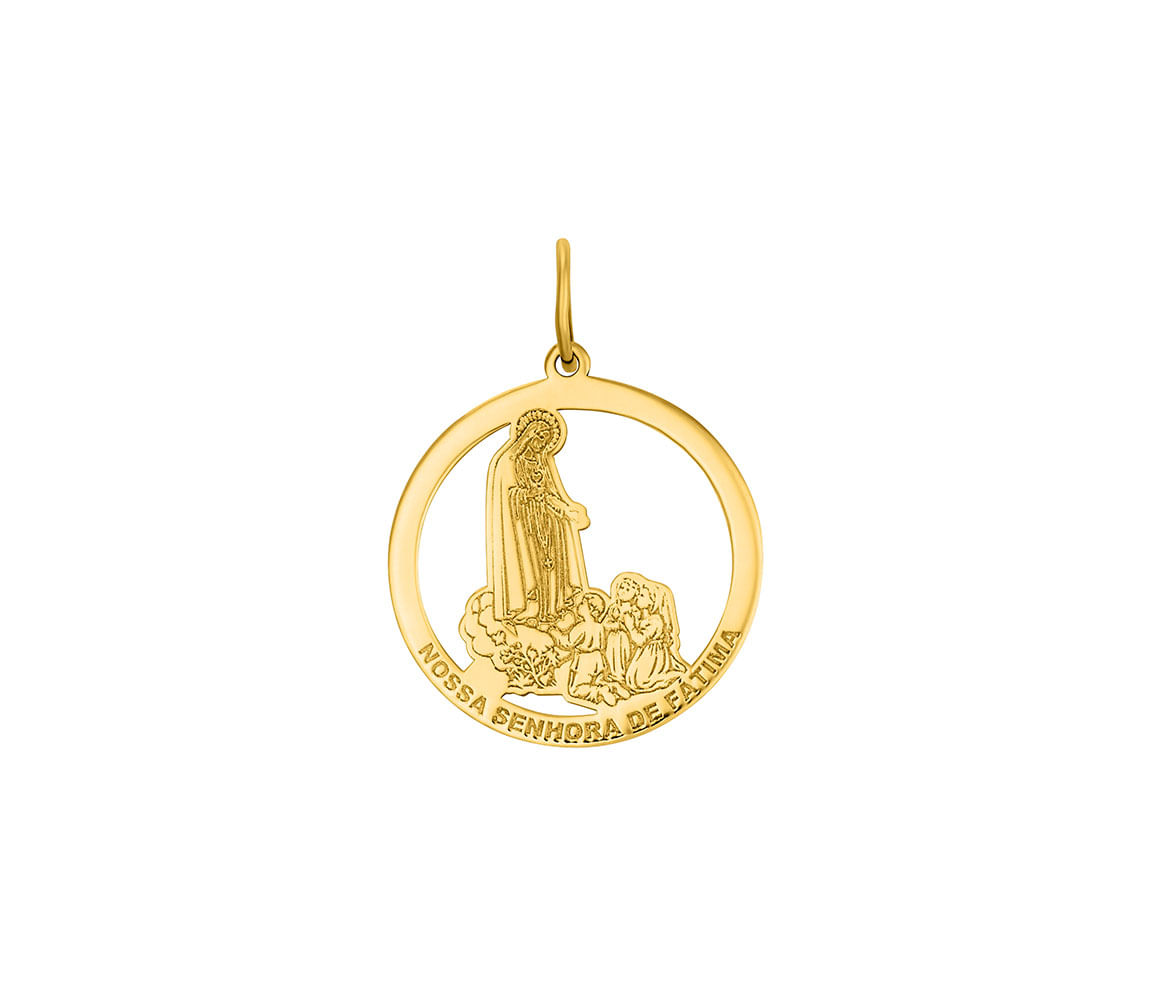 Pingente Nossa Senhora de Fátima em Ouro Amarelo 18k