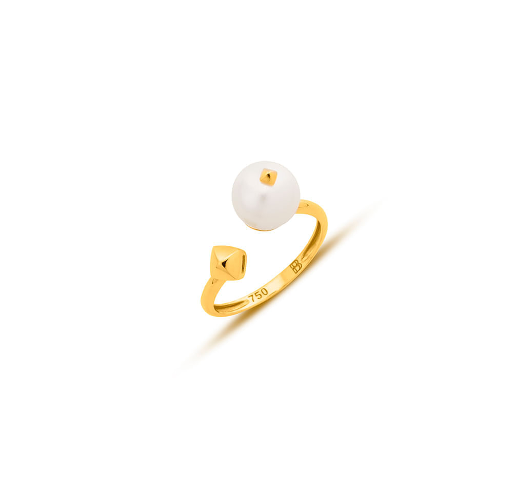 Anel Polido em Ouro 18k com Pérola