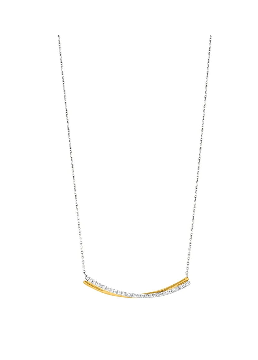 Gargantilha em Ouro Amarelo 18k, Prata 925 e Safiras Brancas - 42cm