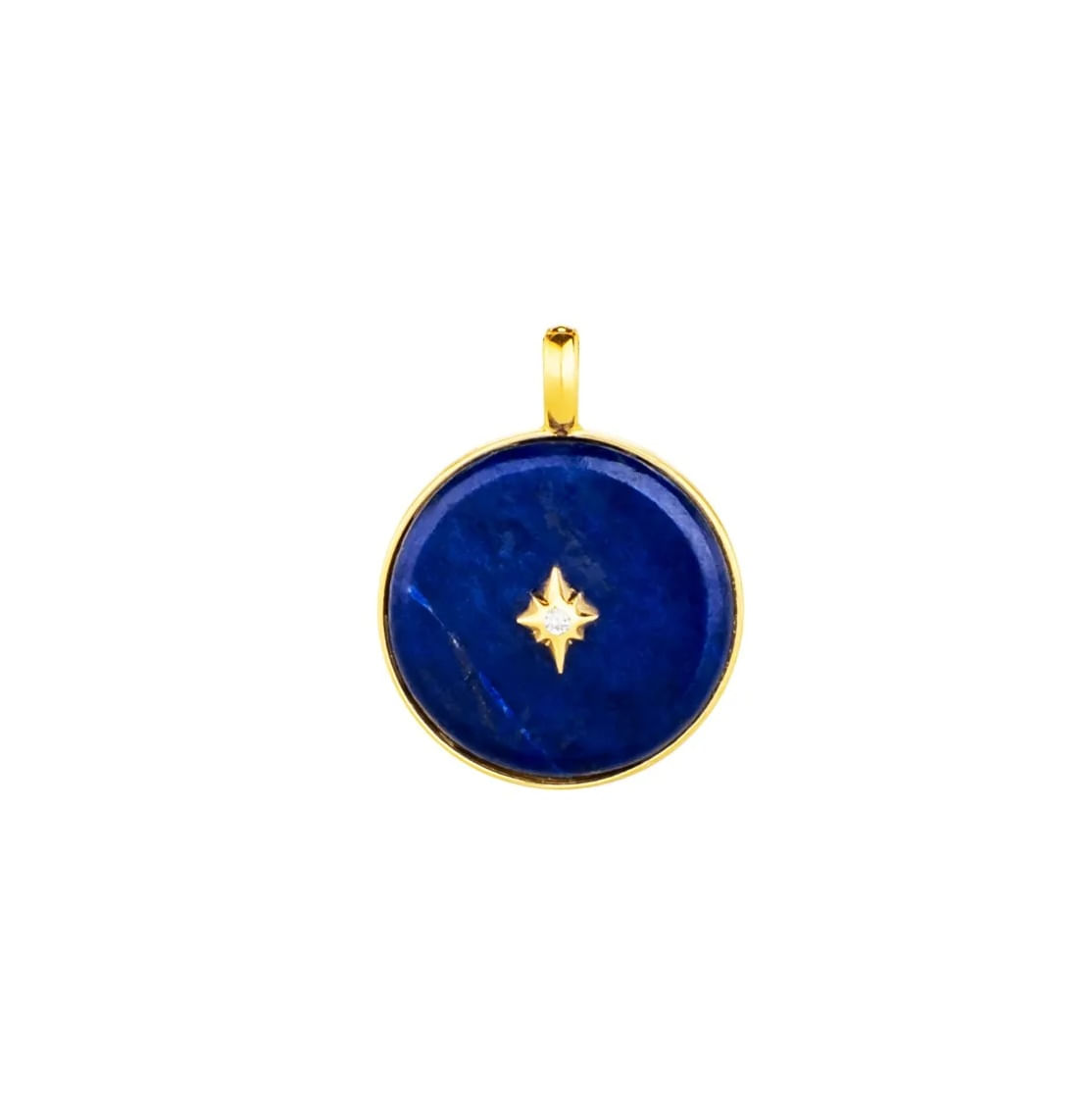 Pingente em Ouro Amarelo 18k com Lápis-Lazúli e Diamante