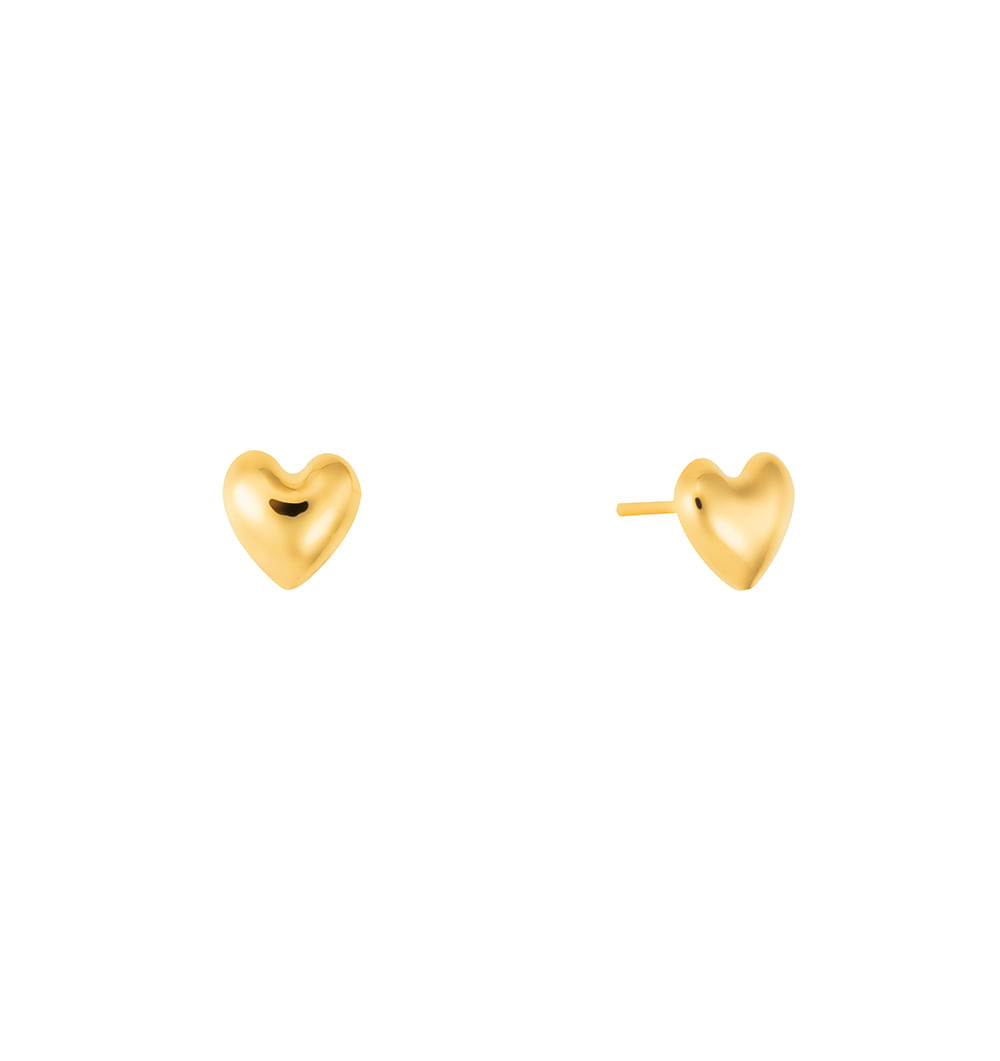Brinco de Coração em Ouro Amarelo 18k