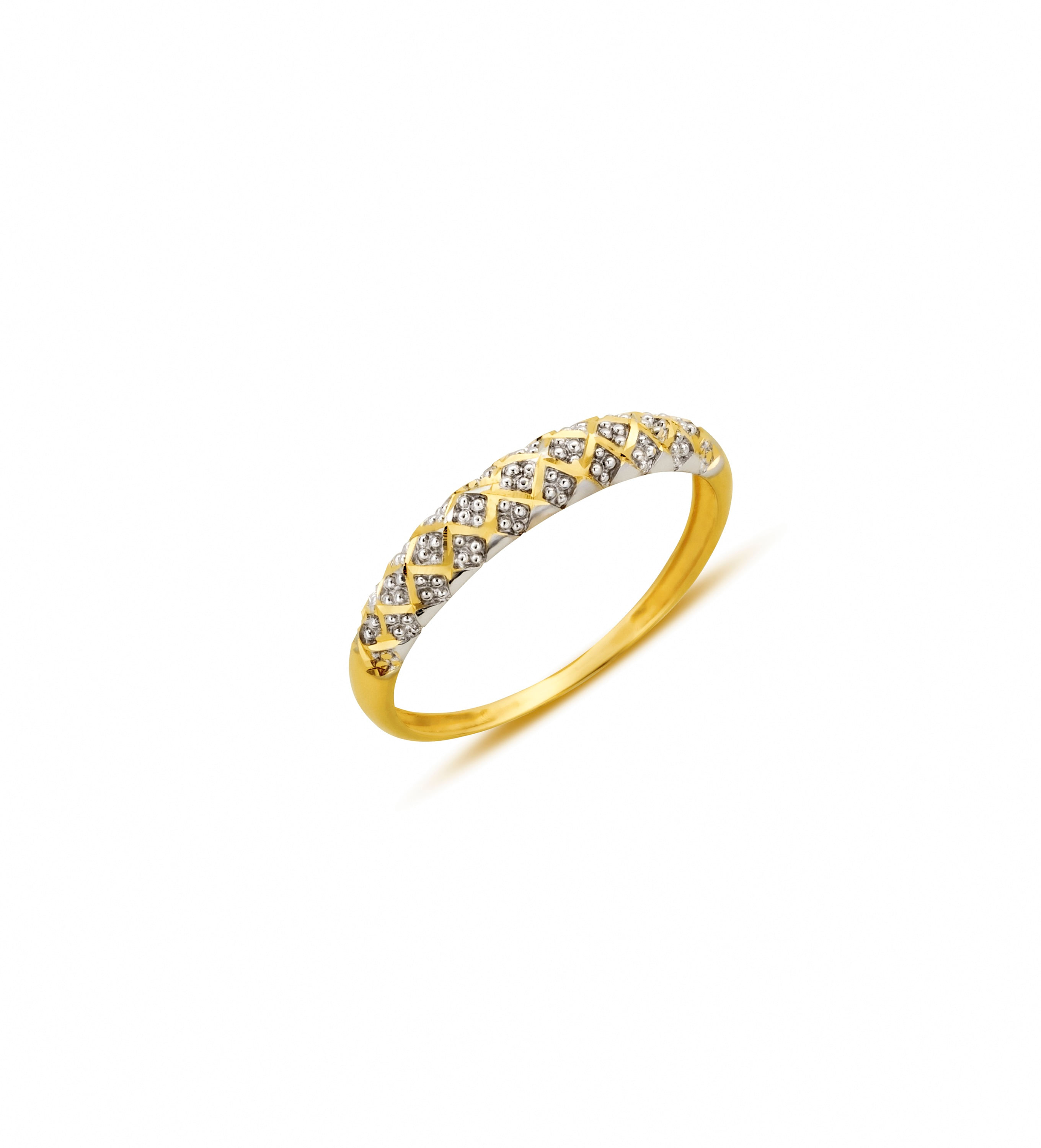 Anel Aparador em Ouro Amarelo 18k com Ródio Branco