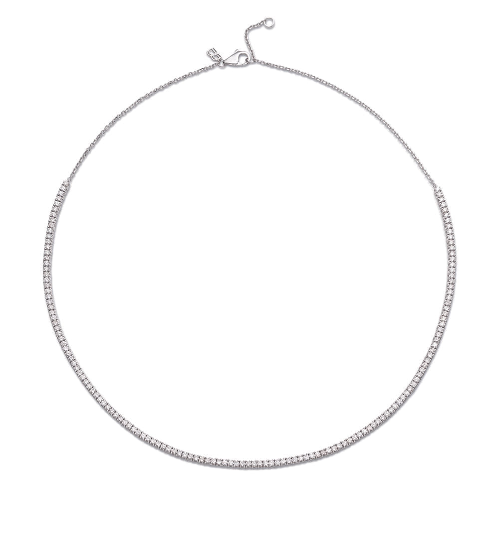 Gargantilha Riviera em Ouro Branco 18k e Diamantes - 42cm
